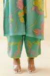 Buy_I AM Design_Mint Silk Organza Applique, Embroidery Round Neck Suit Set With Colorful Work _Online_at_Aza_Fashions