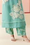 Buy_I AM Design_Mint Silk Organza Applique, Embroidery Round Neck Ombre Suit Set 