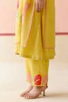 Buy_I AM Design_Mustard Silk Organza Applique, Embroidery Round Neck Suit Set With Work _Online_at_Aza_Fashions
