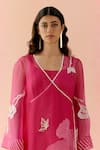 I AM Design_Pink Silk Organza Applique, Embroidery Square Neck Hot Angrakha Set With Work _Online_at_Aza_Fashions
