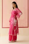Buy_I AM Design_Pink Silk Organza Applique, Embroidery Square Neck Hot Angrakha Set With Work _Online_at_Aza_Fashions