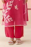 Shop_I AM Design_Pink Silk Organza Applique, Embroidery Square Neck Hot Angrakha Set With Work _Online_at_Aza_Fashions