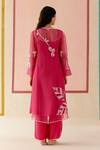 Shop_I AM Design_Pink Silk Organza Applique, Embroidery Square Neck Hot Angrakha Set With Work _at_Aza_Fashions