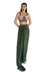 Buy_Amka_Emerald Green Silk Beads Sweetheart Neck Designer Blouse And Skirt Set _Online_at_Aza_Fashions