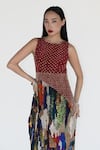 Buy_Amka_Multi Color Silk Embroidery Round Neck Mosaic Hand Designer Dress _Online_at_Aza_Fashions