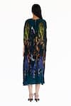 Shop_Amka_Blue Silk Round Neck Midnight Floral Kaftan _at_Aza_Fashions