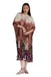 Shop_Amka_Pink Silk Round Neck Designer Bloom Kaftan _Online_at_Aza_Fashions