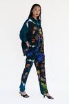 Amka_Blue Silk Collared Midnight Printed Pant Set _Online_at_Aza_Fashions