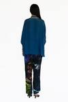Shop_Amka_Blue Silk Embroidery, Studs Collared Midnight Shirt And Pant Set _at_Aza_Fashions