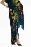 Shop_Amka_Blue Silk Round Neck Midnight Floral Kaftan Set 