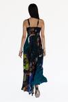 Shop_Amka_Blue Silk Embroidery Square Neck Midnight Designer Dress _at_Aza_Fashions