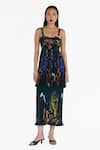 Shop_Amka_Blue Silk Embroidery Lily Natural Dress _Online_at_Aza_Fashions