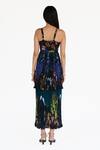 Shop_Amka_Blue Silk Embroidery Lily Natural Dress _at_Aza_Fashions