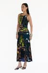 Amka_Blue Silk Scoop Neck Designer Naga Dress _Online_at_Aza_Fashions