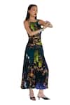 Buy_Amka_Blue Silk Scoop Neck Designer Naga Dress _Online_at_Aza_Fashions