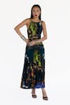 Buy_Amka_Blue Silk Scoop Neck Designer Naga Dress _at_Aza_Fashions