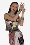 Shop_Amka_Rose Gold Silk Beads, Sequins Round Neck Designer Pink Top And Skirt Set _Online_at_Aza_Fashions