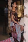 Amka_Pink Silk Open Neck Designer Rose Top And Skirt Set _Online_at_Aza_Fashions