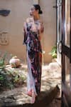 Buy_Amka_Pink Silk Open Neck Designer Rose Top And Skirt Set _Online_at_Aza_Fashions