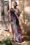Buy_Amka_Pink Silk Open Neck Designer Rose Top And Skirt Set _at_Aza_Fashions