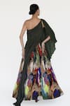 Shop_Amka_Green Silk Embroidery Asymmetric Mosaic Print Designer Top And Skirt Set _at_Aza_Fashions