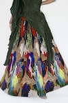 Buy_Amka_Green Silk Embroidery Asymmetric Mosaic Print Designer Top And Skirt Set 