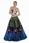 Amka_Blue Silk Bandeau Neck Designer Dokmai Top And Skirt Set _Online_at_Aza_Fashions