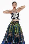 Buy_Amka_Blue Silk Bandeau Neck Designer Dokmai Top And Skirt Set _Online_at_Aza_Fashions
