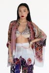 Shop_Amka_Pink Silk Plunge Neck Rose Designer Blouse _at_Aza_Fashions