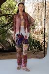 Buy_Amka_Pink Silk Plunge Neck Rose Designer Blouse _Online_at_Aza_Fashions
