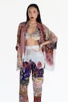 Amka_Pink Silk Rose Designer Pant _Online_at_Aza_Fashions