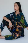 Shop_Amka_Blue Silk Midnight Designer Pant _Online_at_Aza_Fashions