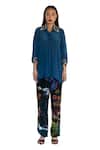 Buy_Amka_Blue Silk Collared Midnight Designer Shirt _Online_at_Aza_Fashions