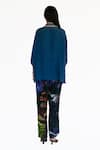 Shop_Amka_Blue Silk Collared Midnight Designer Shirt _at_Aza_Fashions