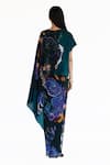 Shop_Amka_Blue Silk Round Neck Floral Print Kaftan Top _at_Aza_Fashions