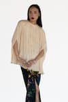 Shop_Amka_Ivory Silk Round Neck Pleated Designer Top _Online_at_Aza_Fashions