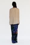 Shop_Amka_Ivory Silk Round Neck Pleated Designer Top _at_Aza_Fashions