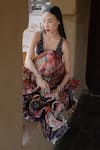 Amka_Pink Silk Artichoke Rose Skirt _Online_at_Aza_Fashions