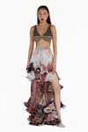 Buy_Amka_Pink Silk Artichoke Rose Skirt _Online_at_Aza_Fashions