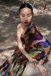 Amka_Multi Color Silk Asymmetric Mosaic Natural Blouse _at_Aza_Fashions