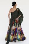 Shop_Amka_Emerald Green Silk Asymmetric Designer Blouse _at_Aza_Fashions