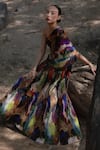 Amka_Multi Color Silk Mosaic Natural Skirt _Online_at_Aza_Fashions