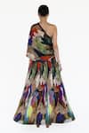 Shop_Amka_Multi Color Silk Mosaic Natural Skirt _at_Aza_Fashions