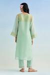 Shop_Anantaa By Roohi_Green Embroidery Round Neck Machine Kurta Pant Set _at_Aza_Fashions