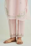 Buy_Anantaa By Roohi_Pink Chanderi Embroidery Round Neck Kurta Pant Set _Online_at_Aza_Fashions