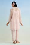 Shop_Anantaa By Roohi_Pink Chanderi, Cotton Embroidery Collared Kurta Set _at_Aza_Fashions