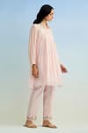 Buy_Anantaa By Roohi_Pink Chanderi, Cotton Embroidery Collared Kurta Set _Online_at_Aza_Fashions
