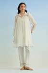 Buy_Anantaa By Roohi_Ivory Chanderi Embroidery Collared Mul Kurta Pant Set _at_Aza_Fashions