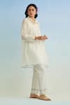 Buy_Anantaa By Roohi_Ivory Chanderi Embroidery Collared Mul Kurta Pant Set _Online_at_Aza_Fashions