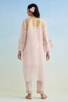 Shop_Anantaa By Roohi_Pink Chanderi Embroidery Round Neck Kurta Pant Set _at_Aza_Fashions